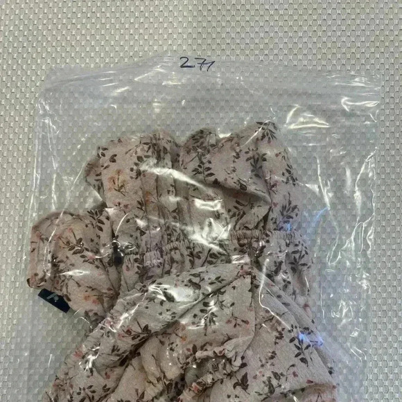 ✨NWT Moa Moa XS Smocked Y2K Ruffle Crop Top Puff Short Sleeve Floral Babydoll - Picture 7 of 7